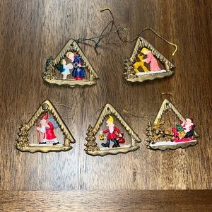 5 Vintage ornaments Italian  Diorama Christmas Made in Italy ( 1950s)